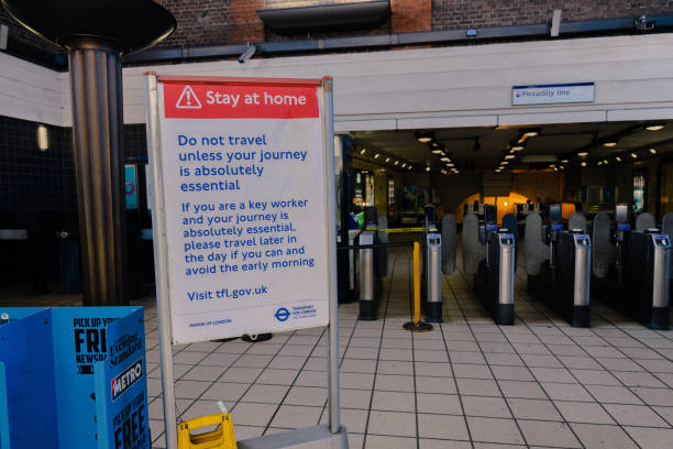 Turnpike Lane Station. Stay Home banner stock photo