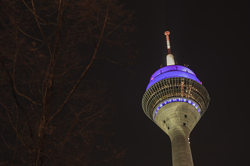 Tv tower Düsseldorf at night