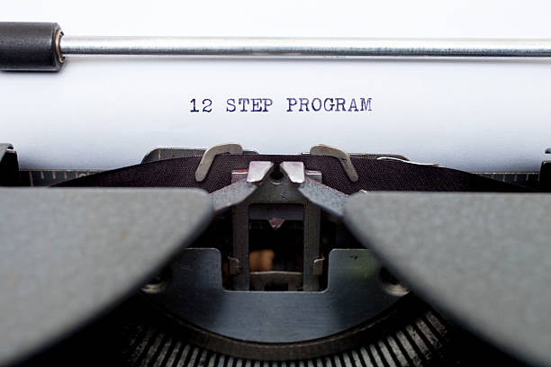 12 Twelve Step Program Typed on an Old Typewriter stock photo