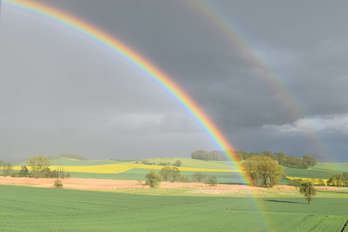 twin rainbows in Eifel landscape