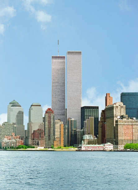 Twin Towers NYC NYC skyline with the Twin Towers in 1994. world trade center manhattan stock pictures, royalty-free photos & images