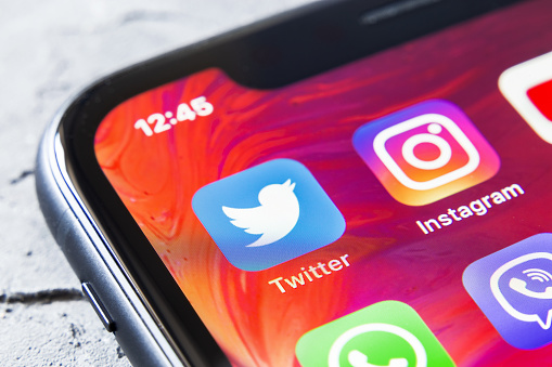 Twitter And Instagram Apps In Iphone Xr Close Up Stock Photo Download Image Now Istock