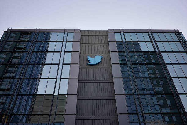 Twitter Headquarters San Francisco, CA, USA - Feb 9, 2020: American microblogging and social networking service company Twitter's Headquarters in San Francisco, California, in the evening. headquarters stock pictures, royalty-free photos & images