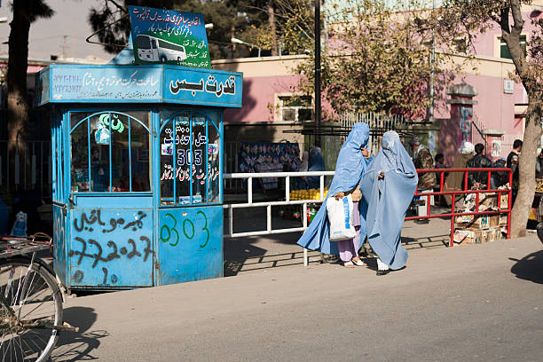 Two Afghan Woman in Burkas stock photo