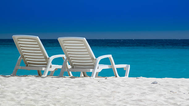 Two Beach Chairs in the Caribbean stock photo