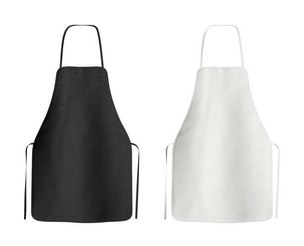 Two blank black and white aprons Two blank black and white aprons isolated on white. 3d illustration model object stock pictures, royalty-free photos & images