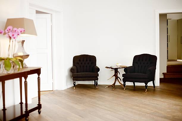 two chairs in a office two chairs in a office funeral parlor stock pictures, royalty-free photos & images