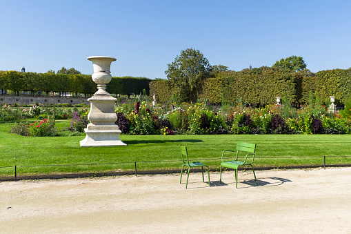 Two chairs on the path in the Tuileries garden