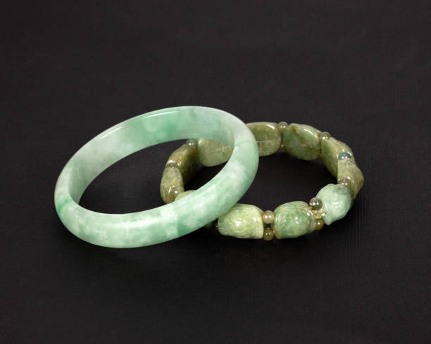 Two Chinese Jade Bracelets with Great Symbolism stock photo