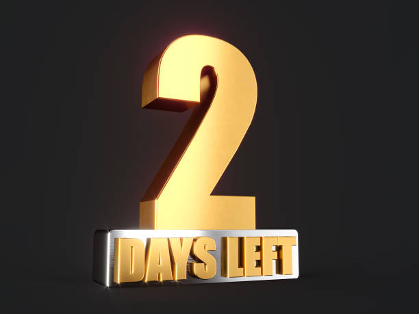 Two Days Left Only 2 days left Design template Countdown left days banner. count time sale. Nine, eight, seven, six, five, four, three, two, one, zero days left 3d illustration stock photo