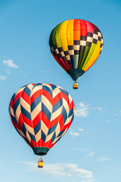 Two Hot Air Balloons Flying stock photo