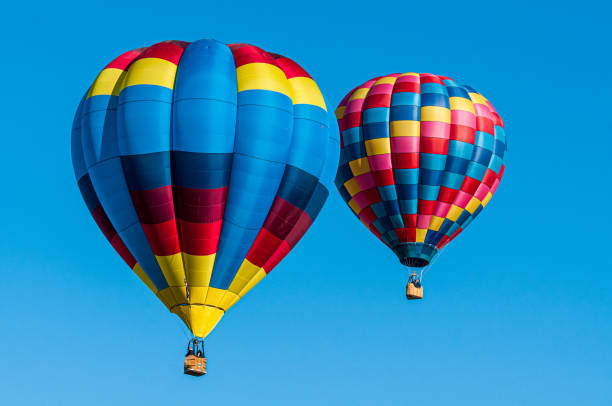 Two Hot Air Balloons Flying stock photo