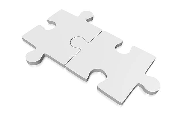 3D two jigsaw puzzles stock photo