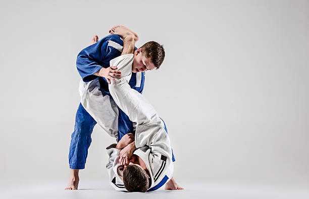 two judokas fighters fighting men picture