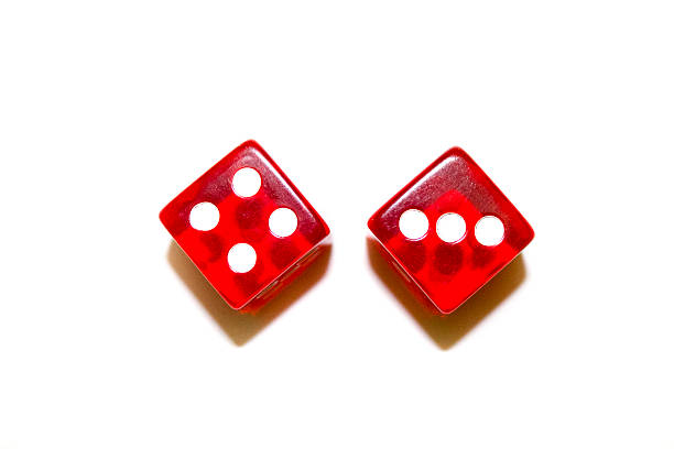 Two Red Dice Top View Looking Down stock photo