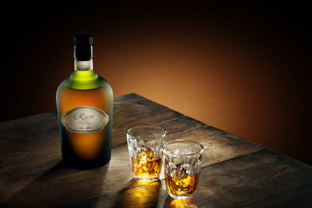 two shots rum stock photo