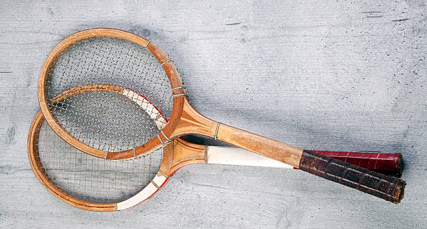 Two vintage rackets stock photo