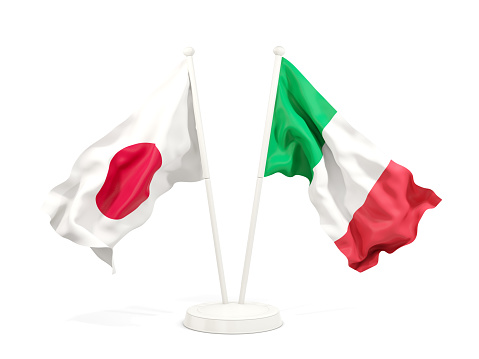 Dos Banderas Que Agitan De Japón E Italia Foto de stock y más banco de  imágenes de Bandera - iStock
