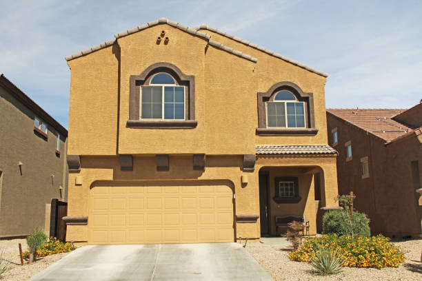 Two-story Stucco Home in Tucson, Arizona stock photo