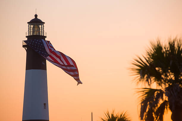 Tybee Island Lighthouse Sunset stock photo