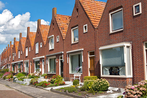 typical dutch family houses - hollanda stok fotoğraflar ve resimler