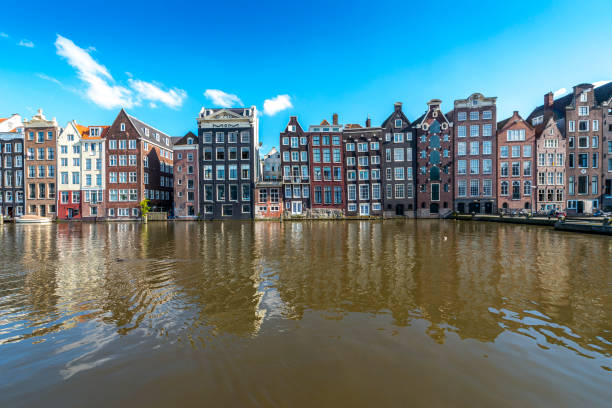 Typical Dutch Houses in the Center of Amsterdam stock photo