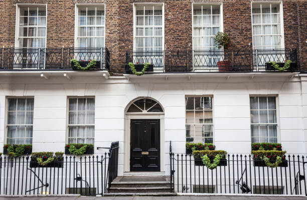Typical house exteriors in London stock photo