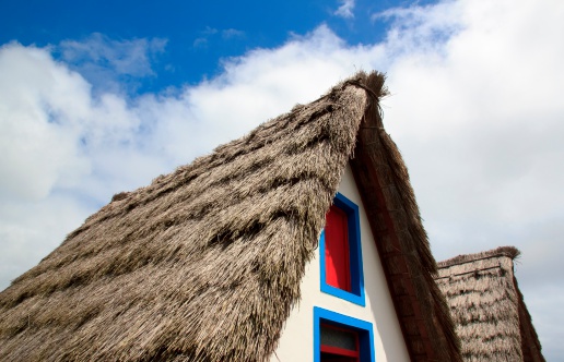 Reconstruction of a roof of thatch of a typical house of Madeira