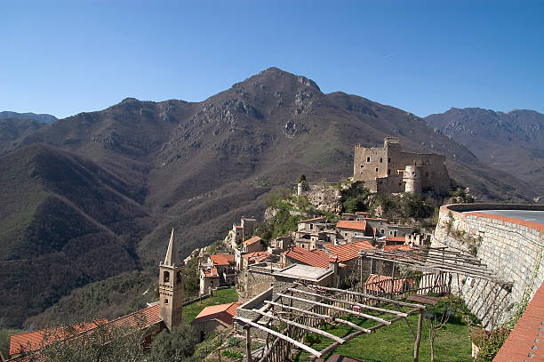 typical ligurian village stock photo