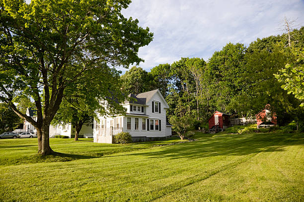 Typical scenery of small New England town stock photo
