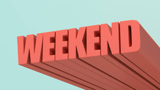 WEEKEND. Typography design. Abstract illustration, 3d render. stock photo