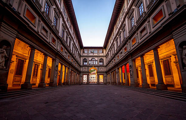 Uffizi The Uffizi Gallery in Florence, Italy.   arno river stock pictures, royalty-free photos & images