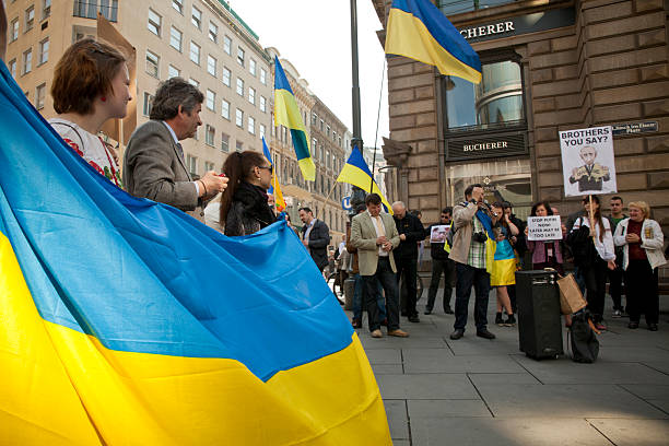 Ukraine and Russia Protests stock photo