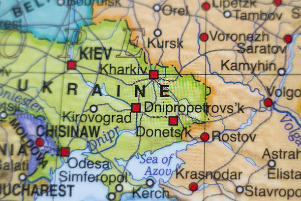 Ukraine country map . stock photo