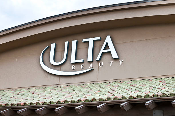 Ulta Beauty Logo Sign on Front of Store stock photo