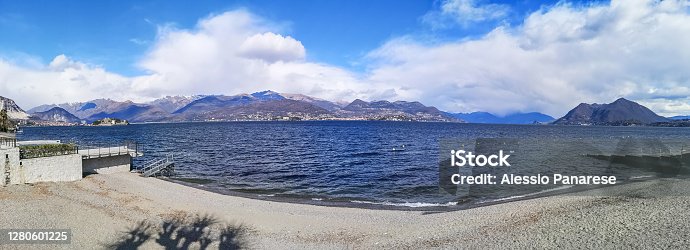 istock Ultra wide panorama of the Lake Maggiore from Stresa 1280601225