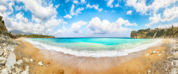 Unbelievable seascape of Guidaloca Beach near Castellammare del Golfo. stock photo