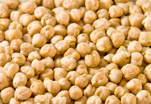 Uncooked chickpeas Close up of chickpea beans Legumes pea protein powder stock pictures, royalty-free photos & images