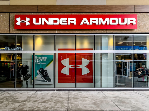 Under Armour storefront in Outlet Collection at Niagara, Ontario, Canada