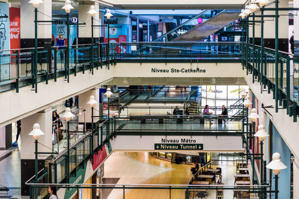 Underground city shopping mall in downtown area at Niveau Metro in Quebec region stock photo
