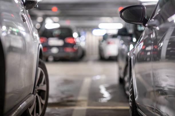 Underground garage or modern car parking Underground garage or modern car parking with lots of vehicles, perspective parking stock pictures, royalty-free photos & images