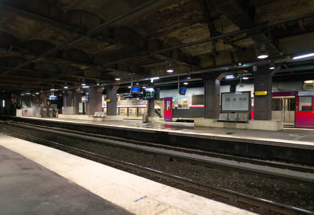 RER underground station in Paris Paris,France-January 19, 2018: Underground station of RER C line in Paris rough endoplasmic reticulum stock pictures, royalty-free photos & images