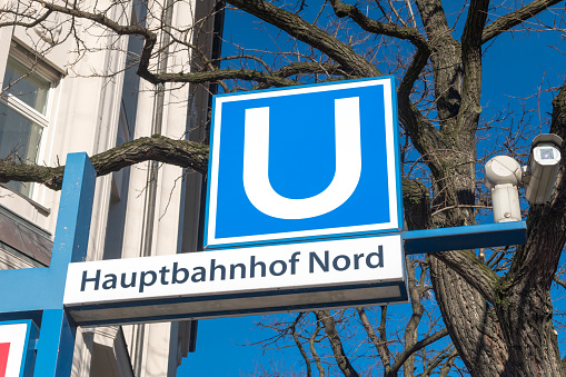 Underground station sign of Hauptbahnhof Nord.