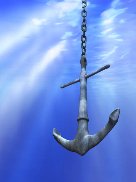 Underwater anchor stock photo