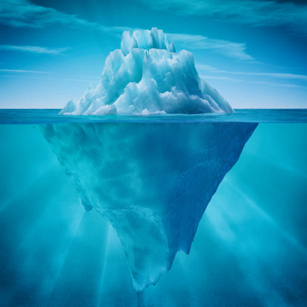 Underwater view of iceberg stock photo