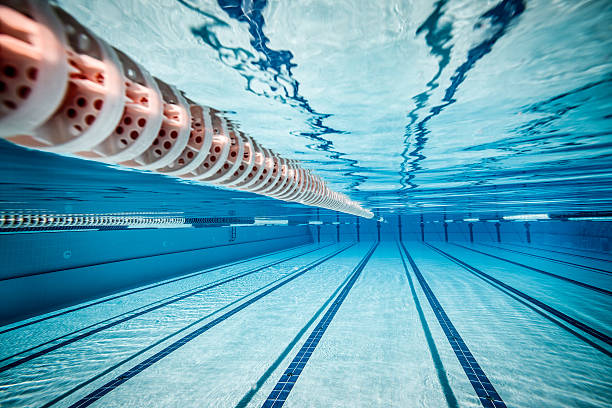 Underwater view of swimming pool stock photo