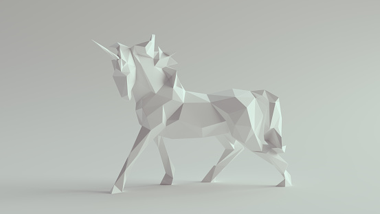 Unicorn Beautiful Fantasy Magical Creature Horse Paper Statue Animal 3d illustration render