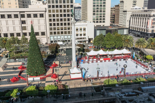 Union Square at Christmas time, San Francisco stock photo