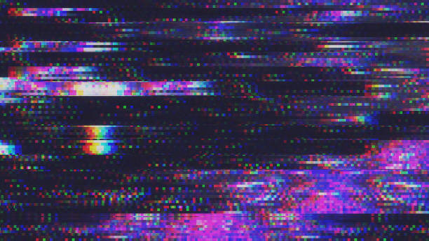 unique design abstract digital pixel noise glitch error video damage - glitch imagens e fotografias de stock