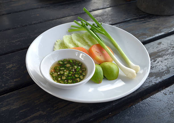 Unique style Thai : Chili sauce and vegetable thai food stock photo